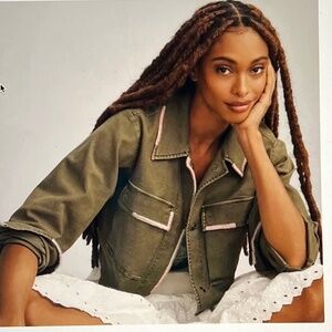 NWT - Anthropologie Pilcro Embroidered Utility Cropped Jacket Size S